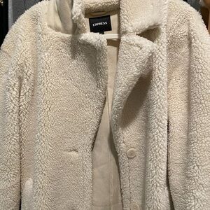 Express Women's Cream Faux Sherpa Jacket